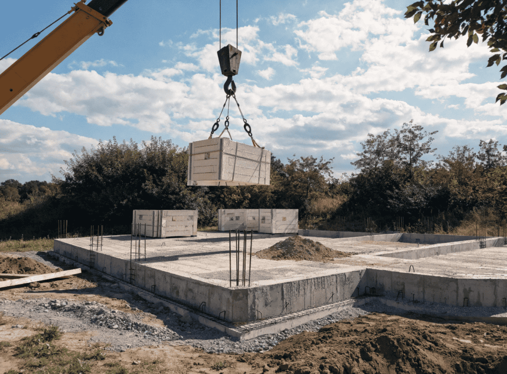 Small Home Foundation Construction - Small Homes USA Newsletter Foundation being built for a small home with concrete and rebar.