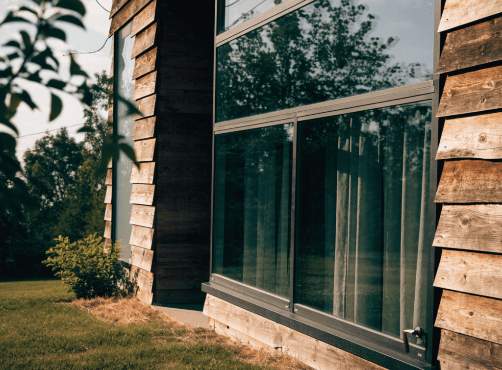 Large Window - Small Homes USA Newsletter Modern small home with wooden exterior and large glass windows.