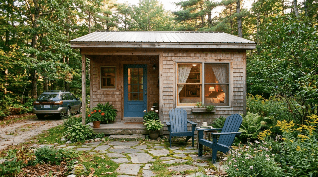 Small house plan exterior featuring a first floor bedroom - Small Homes USA Newsletter Small house plan exterior featuring a first floor bedroom layout with covered porch.