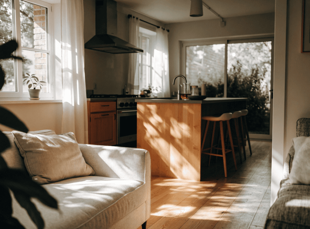 Cozy Small Home Kitchen Interior - Small Homes USA Newsletter Bright and cozy small home kitchen with natural light and wooden accents.