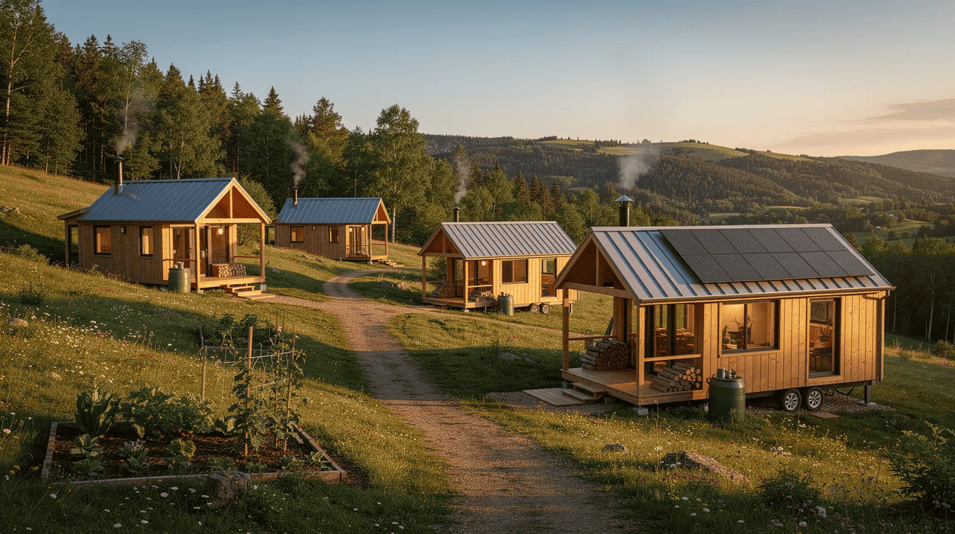 Small Cottage Houses for Sale - Small Homes USA Newsletter The image showcases a charming off-grid micro-cottage nestled in a rural setting, complete with a cozy porch and inviting exterior. This cottage home is perfect for those interested in buying a unique home, with listings available for cottages for sale at various prices.